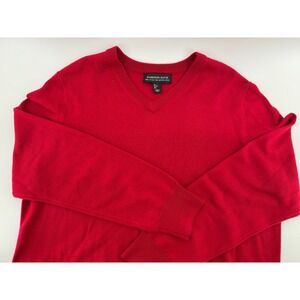 Harrison Davis Lightweight Red V-neck 100% Fine Merino Wool‎ Sweater Men's L